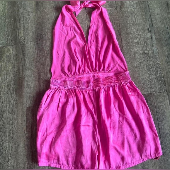 Hot Pink Victoria’s Secret Gold Label Silk Romper - Picture 4 of 6